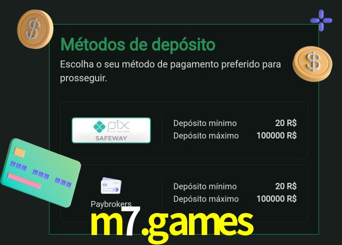 O cassino m7.games oferece uma grande variedade de métodos de pagamento